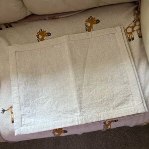 (4) Hotel Collection Modern 100% Linen Placemats, Cream 19”w x 14”h reversible